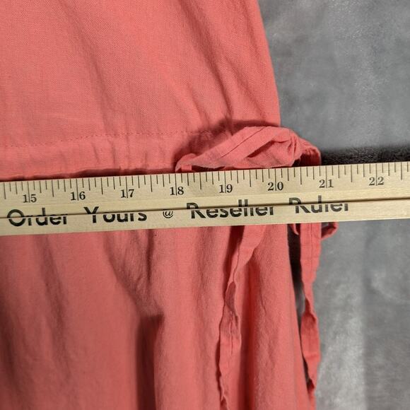 Anne Klein Dress Womens 16 Linen Blend Drawstring Waist Midi Coral Wedding Party - Picture 5 of 10